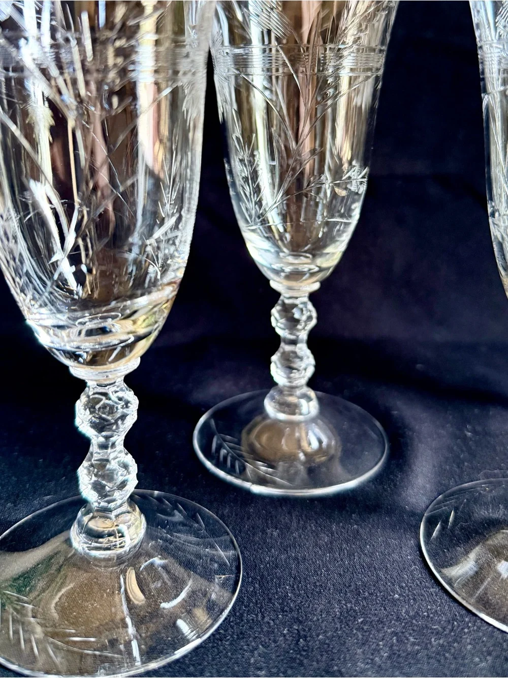 Rare Antique Baccarat Crystal “Fougeres” White Wine Glasses set of 4 *Circa 1907